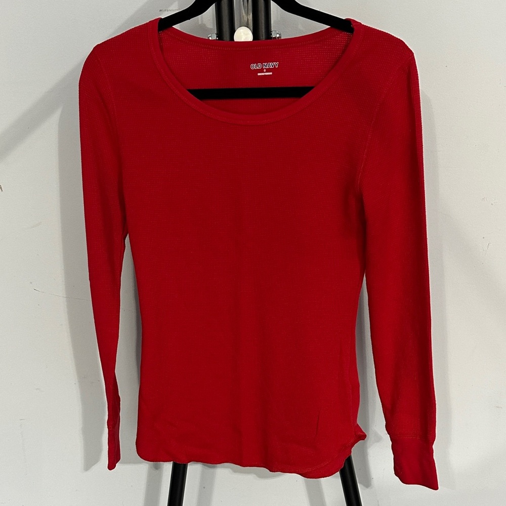NWOT Old Navy Women's Red Waffle Long Sleeve Tee